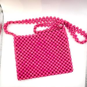 Vintage Italy Hot Pink Beaded Purse Handbag